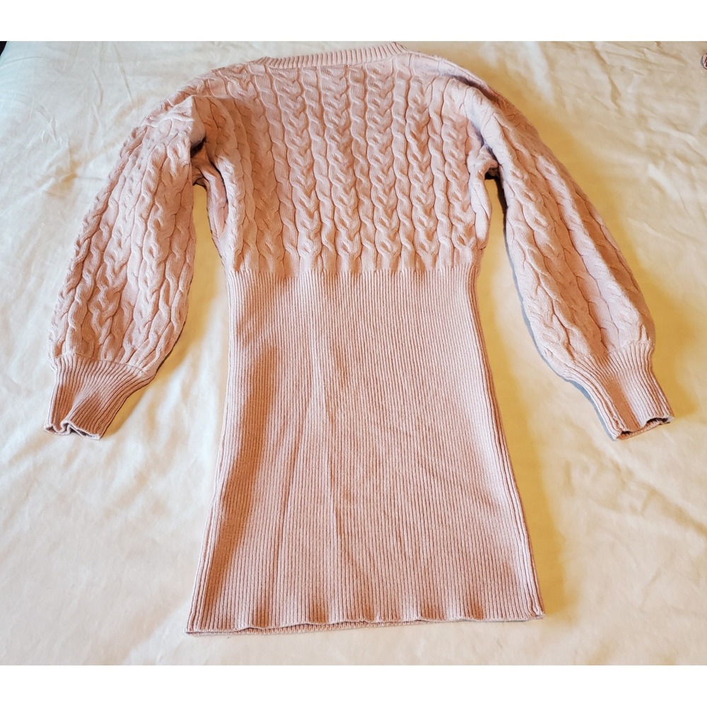 Fashion Nova Michelle Sweater Mini Dress Pink Cable Knit Ribbed Size M NEW - Picture 2 of 8